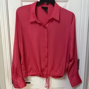 Donna Karan Vibrant coral / pink Blouse draw string waist